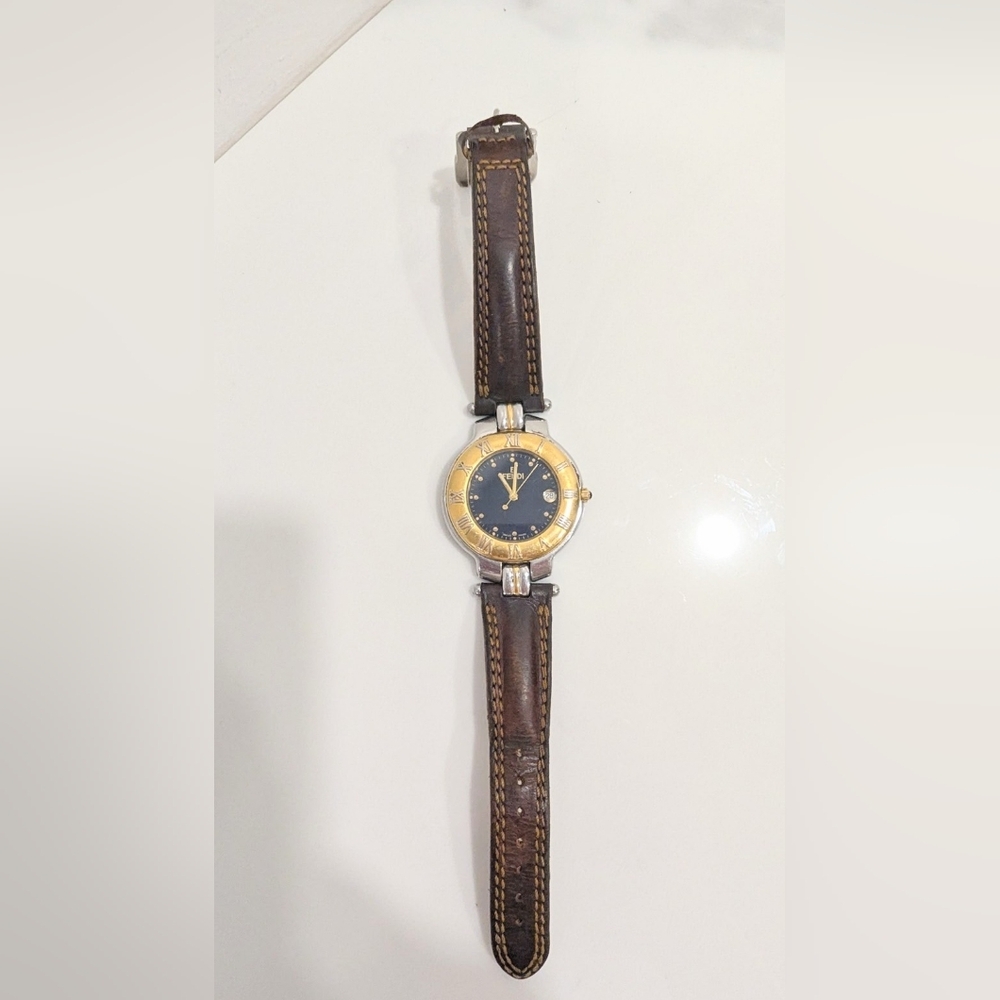Fendi Vintage Gold Dial Brown Leather Watch